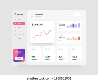 Dashboard Design. App interface with UI and UX elements. Use design for web application, desktop app or website.