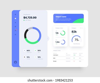 Dashboard Design. App interface with UI and UX elements. Use design for web application, desktop app or website.