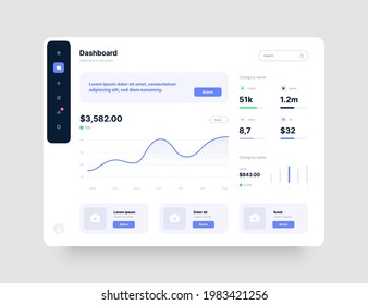 Dashboard Design. App interface with UI and UX elements. Use design for web application, desktop app or website.