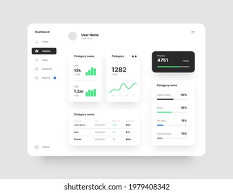 Dashboard design. Desktop app with UI. Use for web application or website.