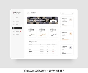 Dashboard design. Desktop app with UI. Use for web application or website.
