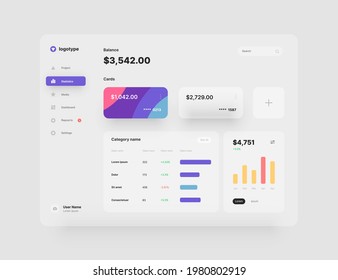 Dashboard design. Desktop app with UI elements. Use for web application or website.