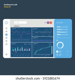 Diseño de tablero con gráficos. Power bi para editar. EPS10