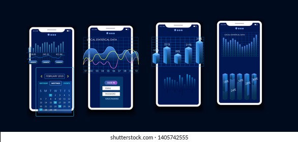 Dashboard design.  User interface development. Set of infographic elements. User inerface vector set.