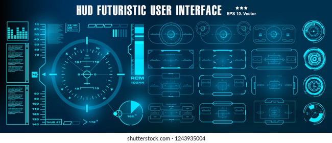 Dashboard display virtual reality technology screen. HUD futuristic blue user interface