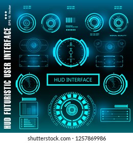 Dashboard display virtual reality technology screen. HUD futuristic blue user interface.