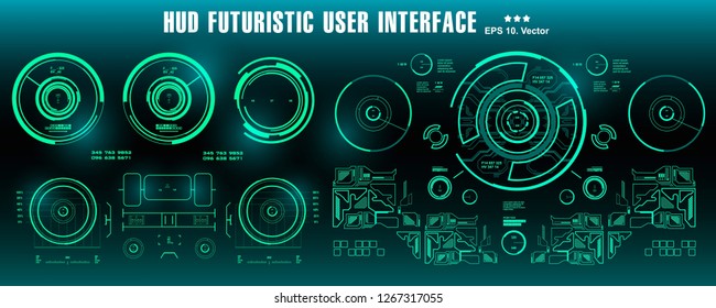 Dashboard display virtual reality technology screen. HUD futuristic green user interface, target