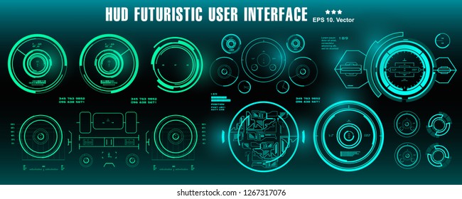 Dashboard display virtual reality technology screen. HUD futuristic green user interface, target