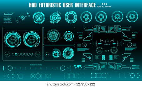 Dashboard display virtual reality technology screen. HUD futuristic green user interface, target