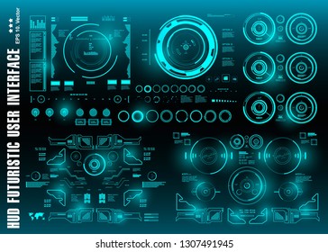 Dashboard display virtual reality technology screen. HUD futuristic green user interface, target