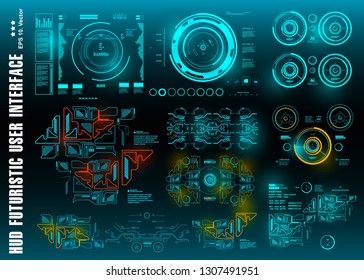 Dashboard display virtual reality technology screen. HUD futuristic green user interface, target