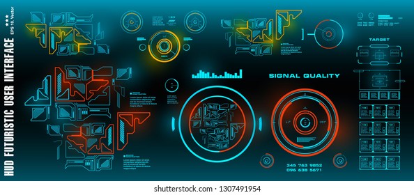 Dashboard display virtual reality technology screen. HUD futuristic green user interface, target