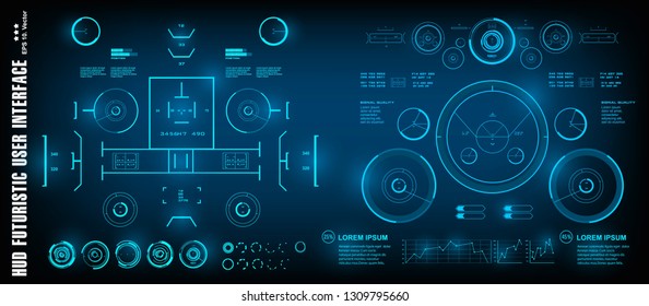Dashboard display virtual reality technology screen. HUD futuristic green user interface, target
