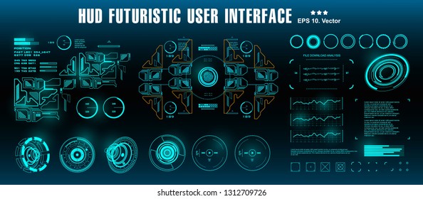 Dashboard display virtual reality technology screen. HUD futuristic green user interface, target