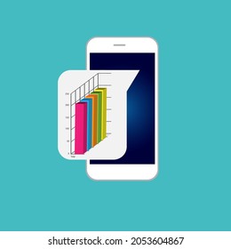 Dashboard displaying data analysis, Analytics dashboard, Business, financial Data on smartphone screen - vector banner
