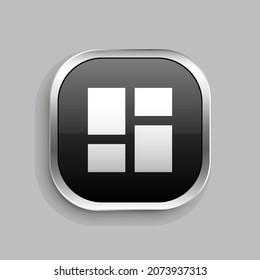 dashboard fill icon design. Glossy Button style rounded rectangle isolated on gray background. Vector illustration