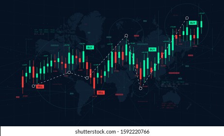 Dashboard graph of forex statistics, business and financial analytics, profit and cost rate, vector illustration