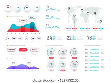 Dashboard graphs. Hud info screen, futuristic interactive interface with charts and diagrams. Abstract infographics vector template