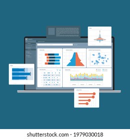 Dashboard Graphs Theme Design Data Base Stock Vector (Royalty Free ...