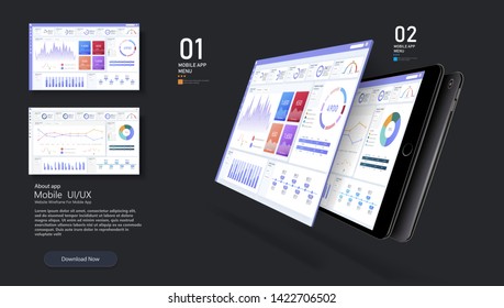 Dashboard, great design for any site  purposes. Business infographic template. Vector flat illustration. Big data concept Dashboard user admin panel template design. Analytics admin dashboard. Trading