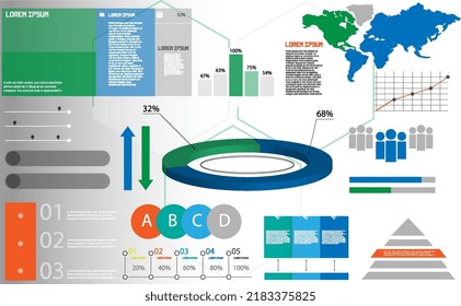 Dashboard, great design for any site purposes. Business infographic template. Vector flat illustration. Big data concept Dashboard user admin panel template design. Analytics admin dashboard.
