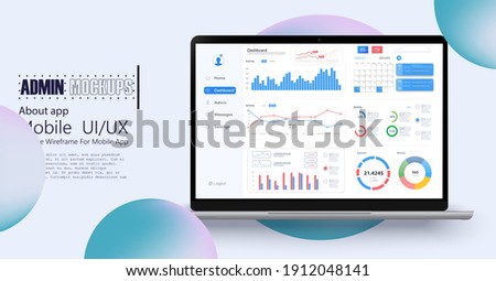 Dashboard, great design for any site purposes. Business infographic template. Vector flat illustration. Big data concept Dashboard user admin panel template design. Analytics admin dashboard.