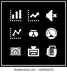 dashboard icon. 9 dashboard vector set. volume off, gps, analytics and googles icons for web and design about dashboard theme