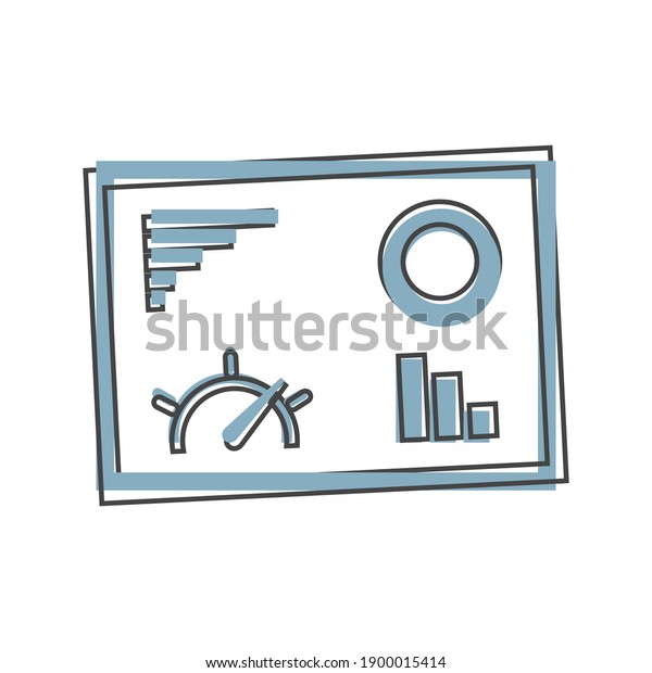 Dashboard icon cartoon style on cartoon style\
on white isolated\
background.