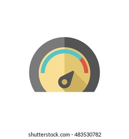 Dashboard icon in flat color style. Control panel, odometer, speedometer 