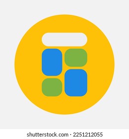 Icono de panel en estilo plano sobre elementos esenciales, uso para presentación de aplicaciones móviles del sitio web