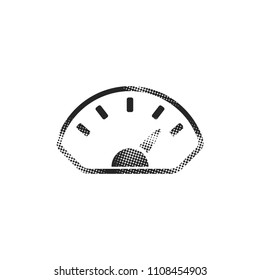 Dashboard icon in halftone style. Black and white monochrome vector illustration.