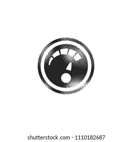 Dashboard icon in halftone style. Black and white monochrome vector illustration.