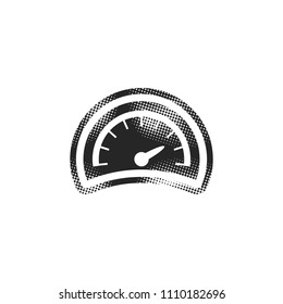 Dashboard icon in halftone style. Black and white monochrome vector illustration.