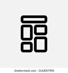 Icono de panel en estilo de línea sobre elementos esenciales, uso para presentación de aplicaciones móviles del sitio web