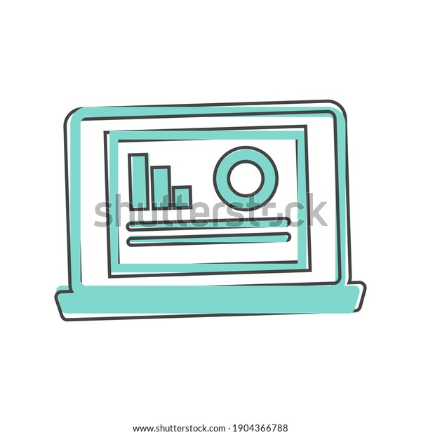 Dashboard icon on monitor cartoon style on\
cartoon style on white isolated\
background.