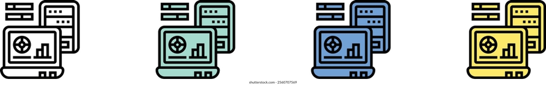 dashboard icon. Outline, Green, Blue and Yellow Style Design Isolated On White Background