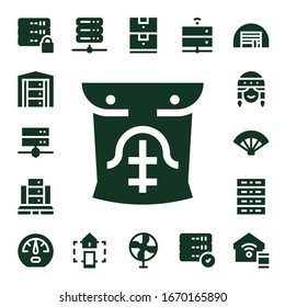 dashboard icon set. 17 filled dashboard icons.  Simple modern icons such as: Server, Abs, Fan, Dashboard, Smart home, Data storage, Storage