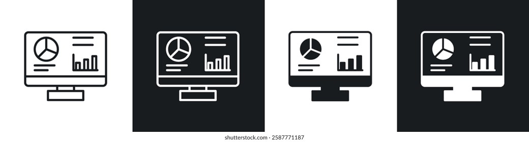 Dashboard icon set black and white colors. Graphic Vector icons pack