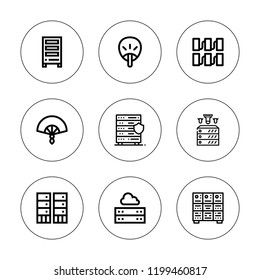 Dashboard icon set. collection of 9 outline dashboard icons with fan icons. editable icons.