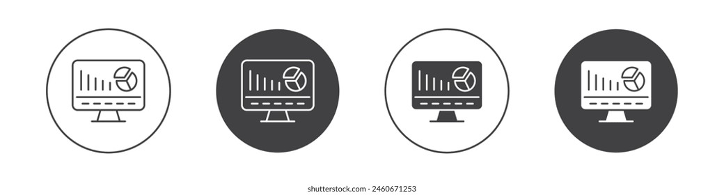 Dashboard icon set. real time data monitor vector symbol. analytics presentation sign. kpi icon. performance optimization. admin statistics panel screen symbol in black filled and outlined style.