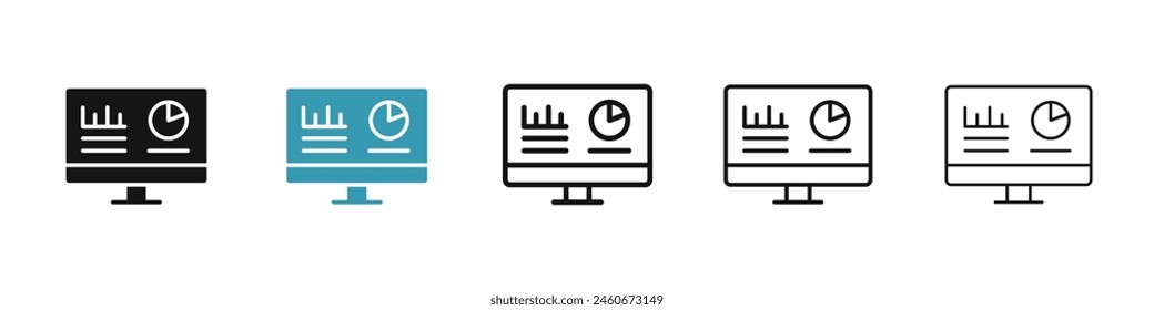 Dashboard icon set. Real time data monitor vector icon. Analytics presentation sign. KPI icon. Performance optimization. Admin statistics panel screen sign for UI designs.