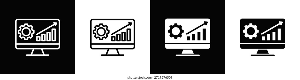 Dashboard-Symbol Set weißer schwarzer Hintergrund Stil