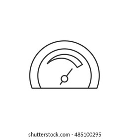 Dashboard icon in thin outline style. Control panel, odometer, speedometer 