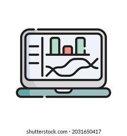 Ilustración del vector de iconos del panel. Dibujo de esquema plano. Concepto de icono de Business Analytics Vector Premium aislado