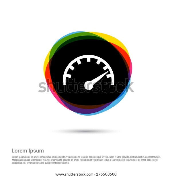 Dashboard\
icon, White pictogram icon creative circle Multicolor background.\
Vector illustration. Flat icon design\
style