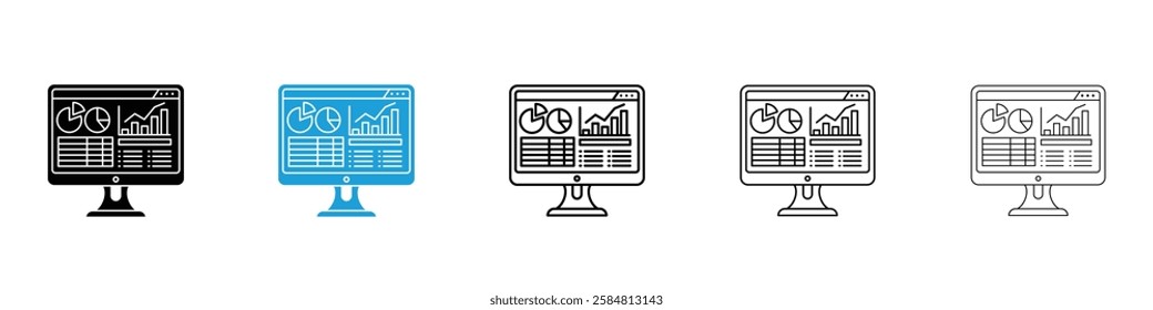 Dashboard icons collection vectors in black and blue