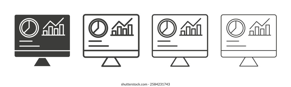 Dashboard icons set. Liner outlined and flat black color