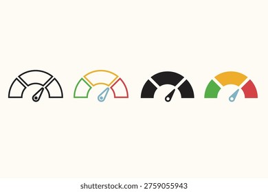 Dashboard indicator icon set representing measurement, progress, and performance monitoring concepts.