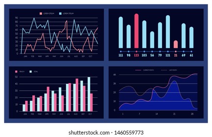 Dashboard infographic template with big data visualization.