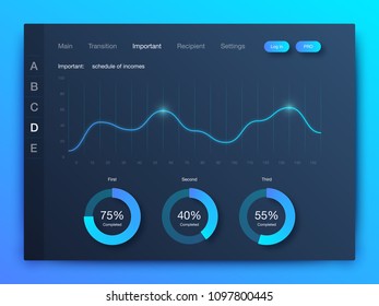 Dashboard infographic template with modern design annual statistics graphs. UI elements